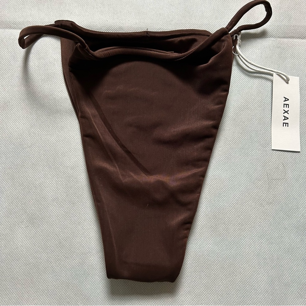 AEXAE brown gathered bikini bottoms NWT size medium